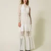 Robes De Cérémonie | Robes Élégantes*TWINSET Milano Robe En Crépon De Soie Avec Dentelle Blanc Neige