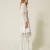 Robes De Cérémonie | Robes Élégantes*TWINSET Milano Robe En Crépon De Soie Avec Dentelle Blanc Neige