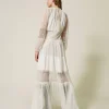 Robes De Cérémonie | Robes Élégantes*TWINSET Milano Robe En Crépon De Soie Avec Dentelle Blanc Neige