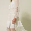 Robes De Cérémonie | Robes Élégantes*TWINSET Milano Robe En Crépon De Soie Avec Dentelle Blanc Neige