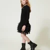 Robes*TWINSET Milano Robe En Maille Côtelée Avec Tulle Noir