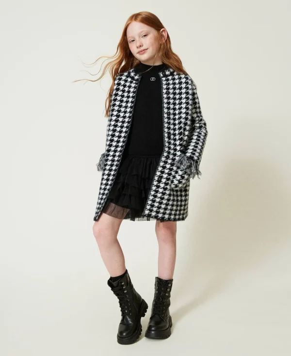 Robes*TWINSET Milano Robe En Maille Côtelée Avec Tulle Noir
