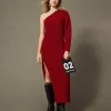 Robes Élégantes | Robes En Maille*TWINSET Milano Robe Longue «Alice» En Maille Rouge Vénitien