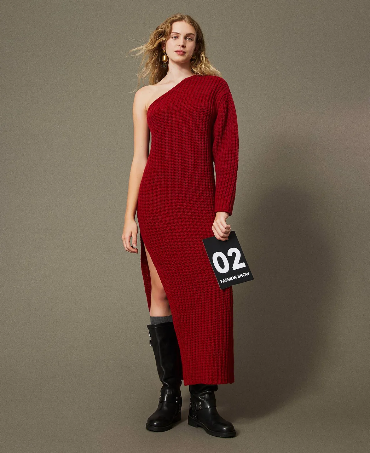 Robes Élégantes | Robes En Maille*TWINSET Milano Robe Longue «Alice» En Maille Rouge Vénitien