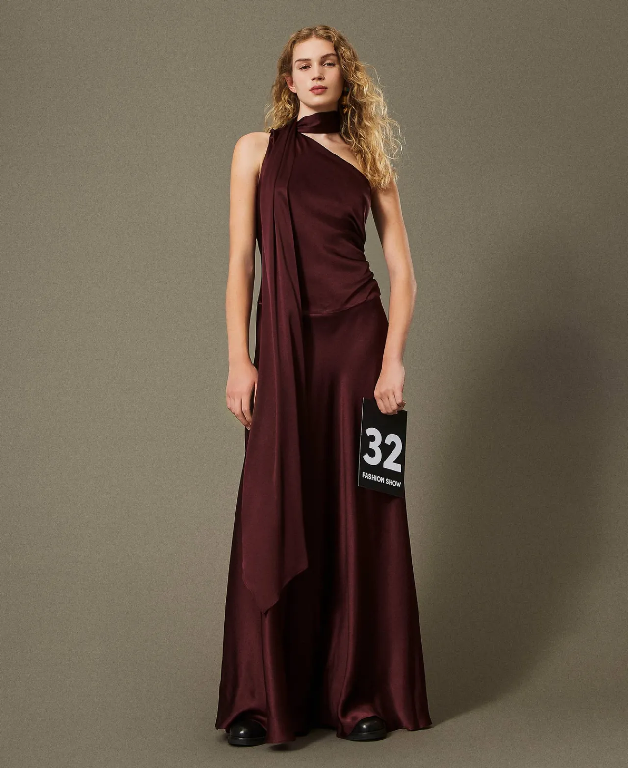Robes De Cérémonie | Robes Élégantes*TWINSET Milano Robe Longue Asymétrique En Satin De Soie Mélangée Rouge Myrte