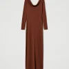 Robes Longues*TWINSET Milano Robe Longue Avec Col Drapé Marron « Terre de Sienne »