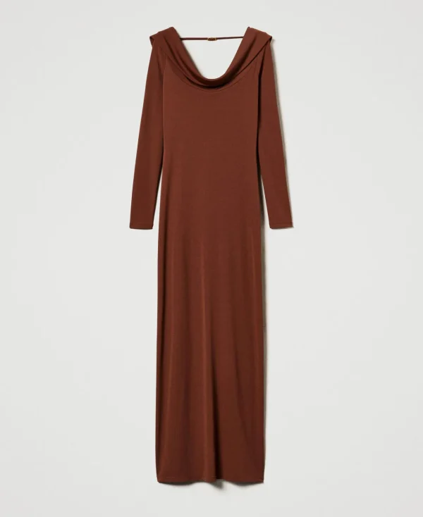 Robes Longues*TWINSET Milano Robe Longue Avec Col Drapé Marron « Terre de Sienne »