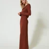 Robes Longues*TWINSET Milano Robe Longue Avec Col Drapé Marron « Terre de Sienne »