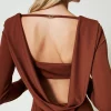 Robes Longues*TWINSET Milano Robe Longue Avec Col Drapé Marron « Terre de Sienne »