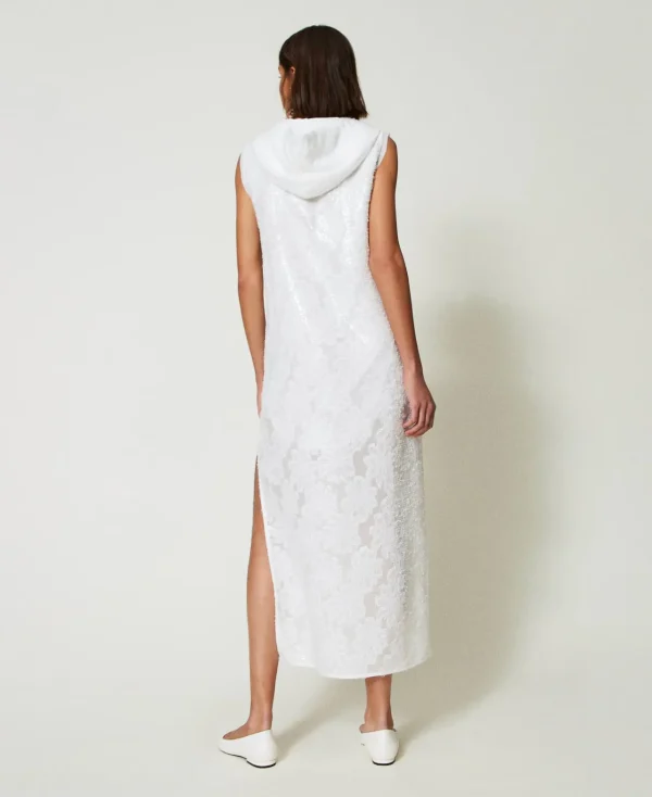 Robes Longues*TWINSET Milano Robe Longue Avec Sequins All-over Blanc "Papers"