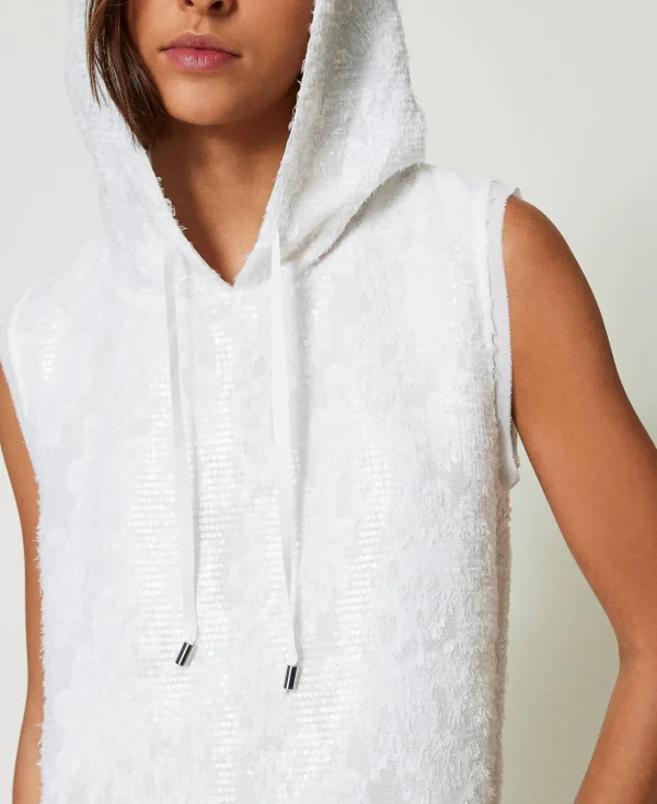 Robes Longues*TWINSET Milano Robe Longue Avec Sequins All-over Blanc "Papers"