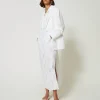 Robes Longues*TWINSET Milano Robe Longue Avec Sequins All-over Blanc "Papers"