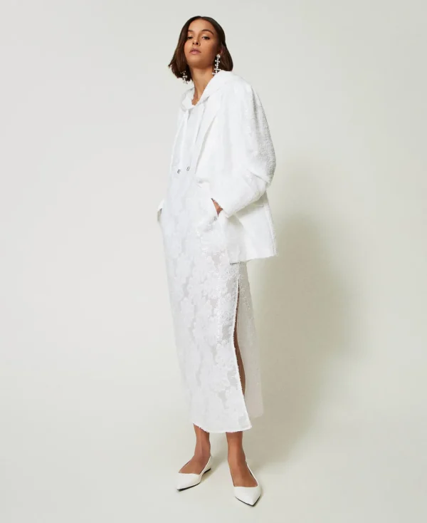 Robes Longues*TWINSET Milano Robe Longue Avec Sequins All-over Blanc "Papers"