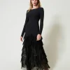 Robes De Cérémonie | Robes Élégantes*TWINSET Milano Robe Longue Avec Volants Plissés En Tulle Noir