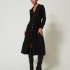 Robes Longues*TWINSET Milano Robe Longue Chemisier En Crêpe Georgette Noir