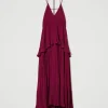 Robes De Cérémonie | Robes Élégantes*TWINSET Milano Robe Longue En Crêpe Georgette Plissé Violet « Prune Rouge »