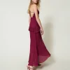 Robes De Cérémonie | Robes Élégantes*TWINSET Milano Robe Longue En Crêpe Georgette Plissé Violet « Prune Rouge »