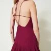 Robes De Cérémonie | Robes Élégantes*TWINSET Milano Robe Longue En Crêpe Georgette Plissé Violet « Prune Rouge »
