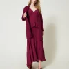 Robes De Cérémonie | Robes Élégantes*TWINSET Milano Robe Longue En Crêpe Georgette Plissé Violet « Prune Rouge »