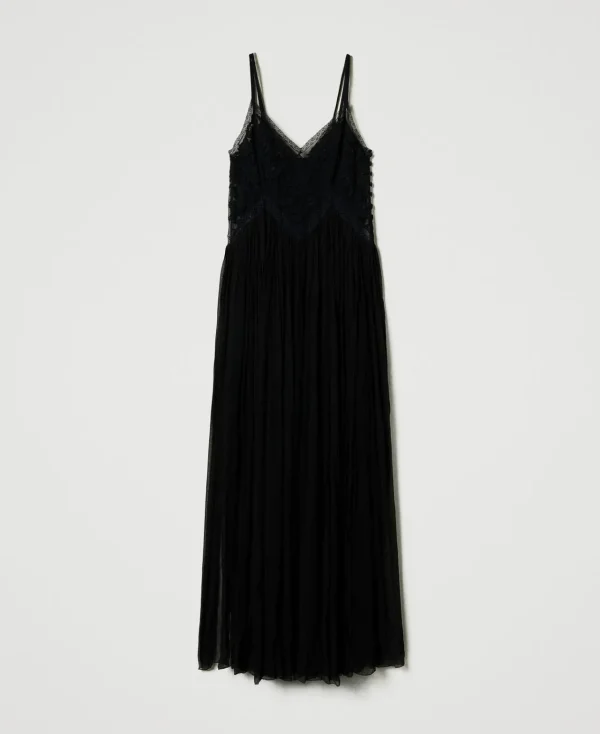 Robes De Cérémonie | Robes Élégantes*TWINSET Milano Robe Longue En Crépon Et Tulle Noir