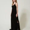 Robes De Cérémonie | Robes Élégantes*TWINSET Milano Robe Longue En Crépon Et Tulle Noir