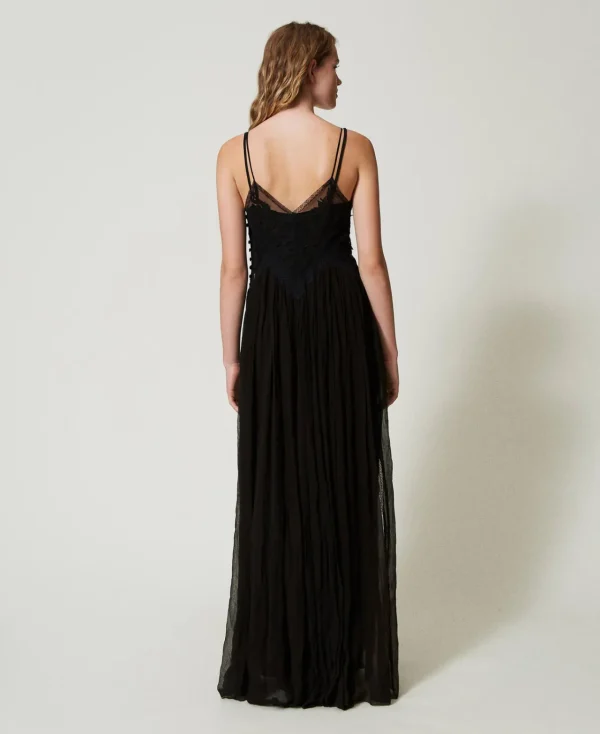 Robes De Cérémonie | Robes Élégantes*TWINSET Milano Robe Longue En Crépon Et Tulle Noir