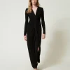 robe_longue_en_jersey_ave_0-1.webp Robes De Cérémonie | Robes Élégantes*TWINSET Milano Robe Longue En Jersey Avec Drapé Noir