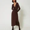 Robes Longues*TWINSET Milano Robe Longue En Jersey Avec Drapé Latéral Marron « Molè »