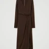 Robes Longues*TWINSET Milano Robe Longue En Jersey Avec Drapé Latéral Marron « Molè »