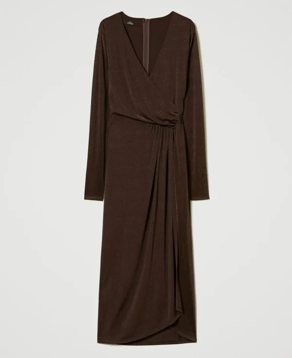 Robes Longues*TWINSET Milano Robe Longue En Jersey Avec Drapé Latéral Marron « Molè »