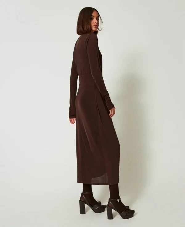 Robes Longues*TWINSET Milano Robe Longue En Jersey Avec Drapé Latéral Marron « Molè »