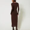 Robes Longues*TWINSET Milano Robe Longue En Jersey Avec Drapé Latéral Marron « Molè »