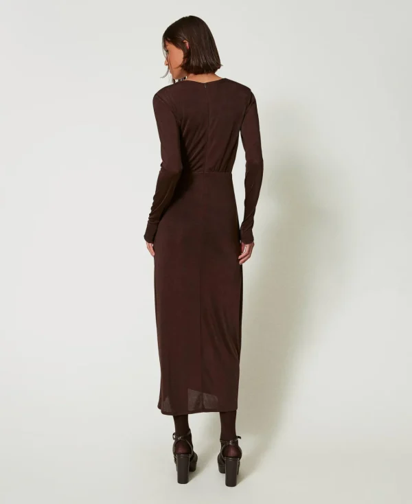 Robes Longues*TWINSET Milano Robe Longue En Jersey Avec Drapé Latéral Marron « Molè »