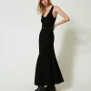 Robes En Maille | Robes Longues*TWINSET Milano Robe Longue En Maille Avec Ceinture Noir