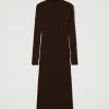 Robes En Maille | Robes Longues*TWINSET Milano Robe Longue En Maille Côtelée Avec Ouverture Coffee Chocolate