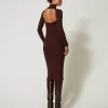 Robes En Maille | Robes Longues*TWINSET Milano Robe Longue En Maille Côtelée Avec Ouverture Coffee Chocolate