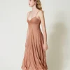 Robes De Cérémonie | Robes Élégantes*TWINSET Milano Robe Longue En Maille Lurex Plissée Coral Bead Lurex