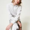 Robes Longues*TWINSET Milano Robe Longue En Molleton Et Satin Bicolore Argent/Gris « Blackened Pearl »