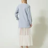 robe_longue_en_molleton_e_3.webp Robes Longues*TWINSET Milano Robe Longue En Molleton Et Tulle Bicolore Gris Chiné Moyen/Nacre
