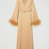 Robes De Cérémonie | Robes Élégantes*TWINSET Milano Robe Longue En Satin Avec Plumes Orange « Bubbly »