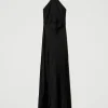 Robes De Cérémonie*TWINSET Milano Robe Longue En Satin Avec Encolure Américaine Noir