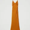 Robes De Cérémonie | Robes Élégantes*TWINSET Milano Robe Longue En Satin Avec Bretelles Spaghetti Orange « Tanné »