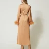 Robes De Cérémonie | Robes Élégantes*TWINSET Milano Robe Longue En Satin Avec Plumes Orange « Bubbly »