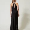 Robes De Cérémonie*TWINSET Milano Robe Longue En Satin Avec Encolure Américaine Noir