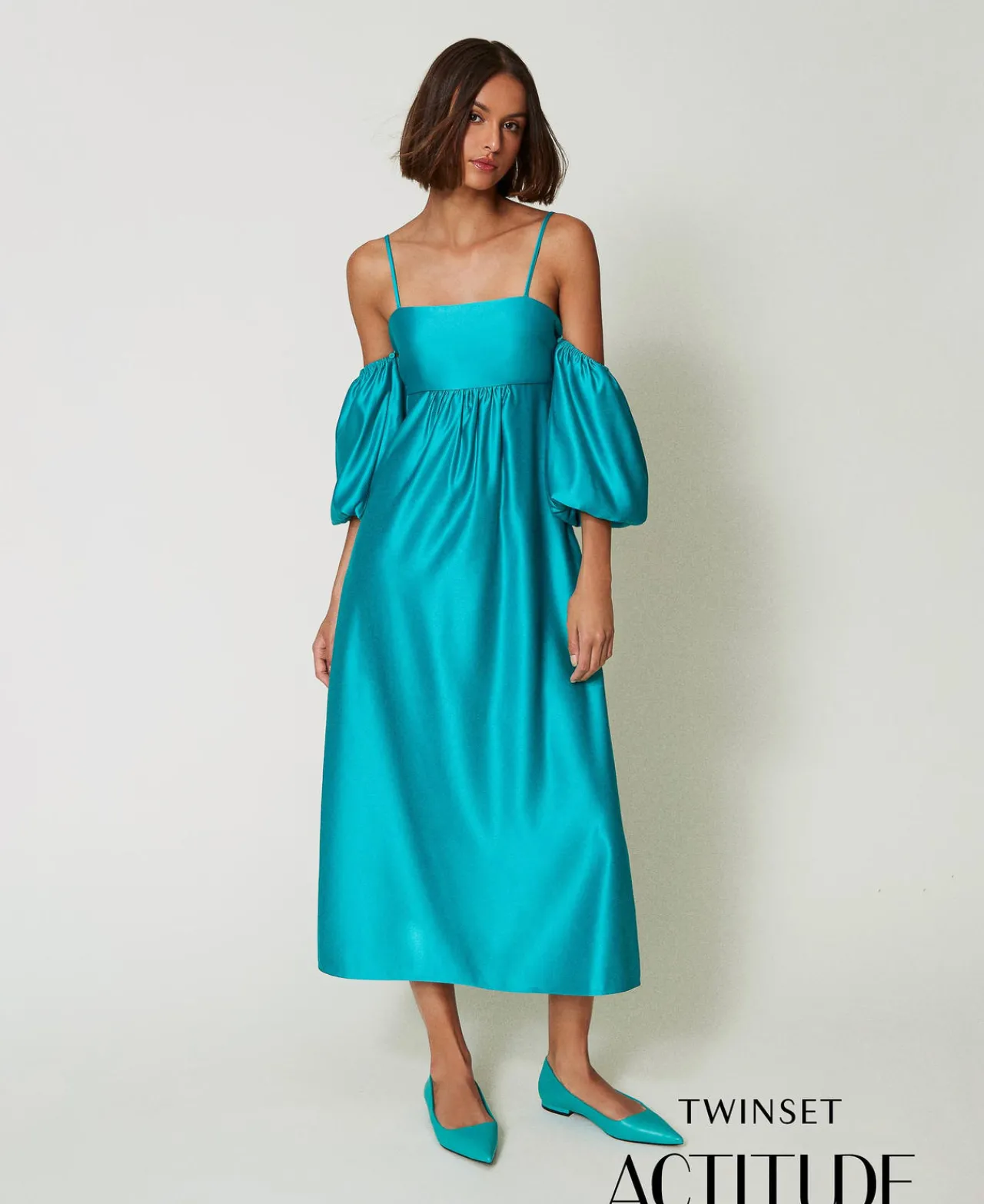 Robes De Cérémonie | Robes Élégantes*TWINSET Milano Robe Longue En Satin Duchesse Vert « Tropical Emerald »