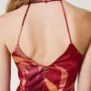 robe_longue_en_satin_flor_4-1.webp Robes De Cérémonie | Robes Élégantes*TWINSET Milano Robe Longue En Satin Floral Avec Encolure Américaine Grandes Fleurs Rouge/Red Plum