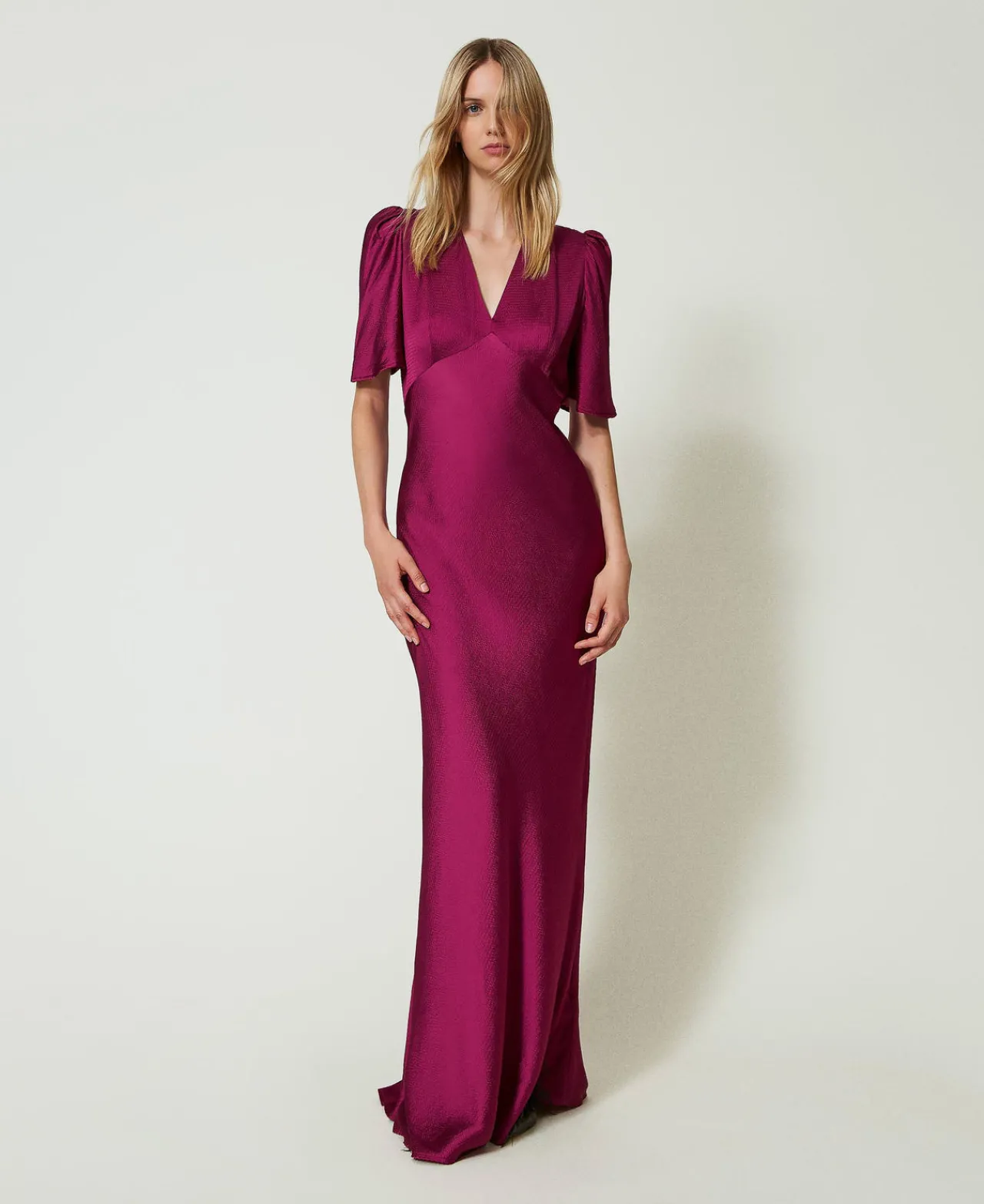 Robes De Cérémonie | Robes Élégantes*TWINSET Milano Robe Longue En Satin Martelé Violet « Prune Rouge »