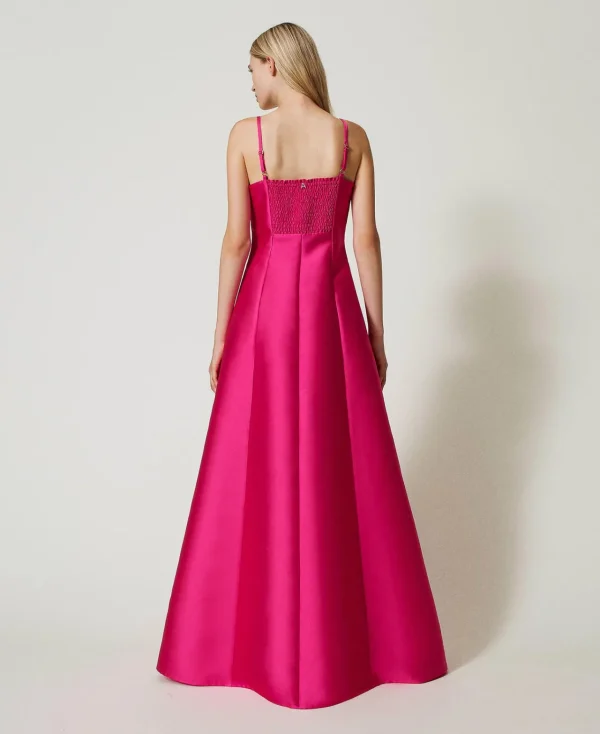 robe_longue_en_serg_mikad_3.webp Robes De Cérémonie | Robes Élégantes*TWINSET Milano Robe Longue En Sergé Mikado Super Pink