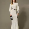 Robes De Cérémonie | Robes Élégantes*TWINSET Milano Robe Longue «Lara» En Maille Point Dentelle Blanc Neige
