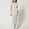 Robes De Cérémonie | Robes Élégantes*TWINSET Milano Robe Longue «Lara» En Maille Point Dentelle Blanc Neige